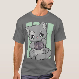 Kawaii Neko Book Kitten Cute Chibi Anime Great Pas T-Shirt