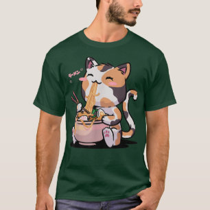 Kawaii Neko Cats Ramen Bowl Anime Otaku Colour Cat T-Shirt