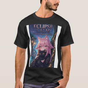 Kawaii Neko Girl & Black Cat Aesthetic Anime Stree T-Shirt