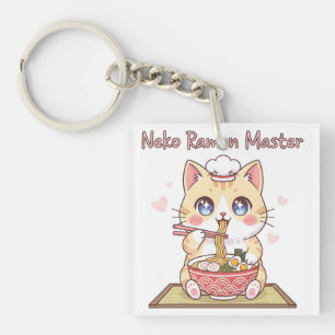 Kawaii Neko Ramen Master Cute Cat Food Chef Key Ring