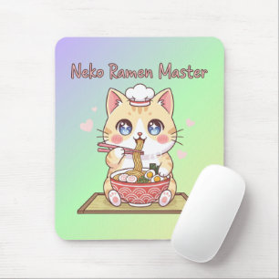 Kawaii Neko Ramen Master Cute Cat Food Chef Mouse Mat