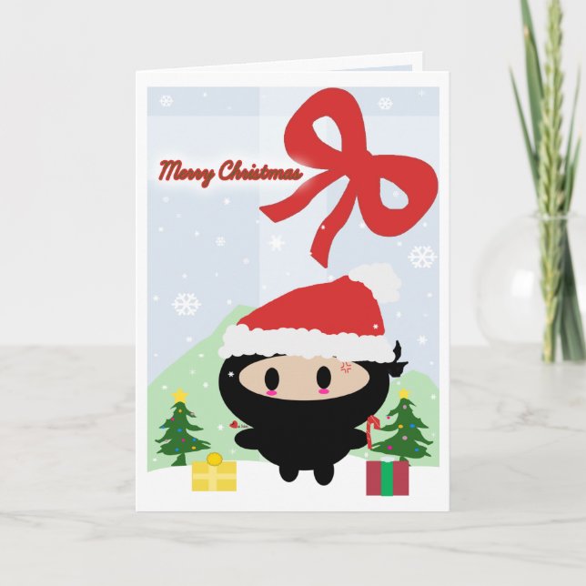 Kawaii Ninja Christmas Card (Front)