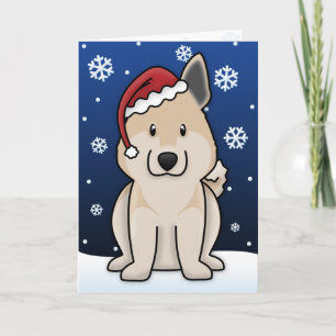 Kawaii Norwegian Buhund Christmas Card