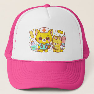 Kawaii Nurse Cat Duo Trucker Hat