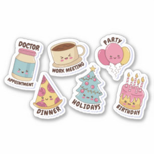 KAWAII OBJECTS AND QUOTES STICKERS SET 