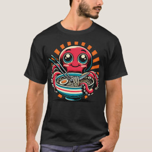 Kawaii Octopus Loves Ramen Noodles T-Shirt