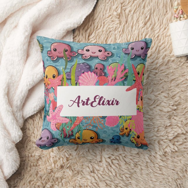 Kawaii Octopus Pattern Print Cushion (Blanket)