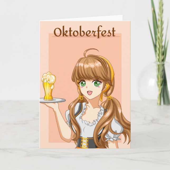 Kawaii Oktoberfest Maid with Beer Card (Front)