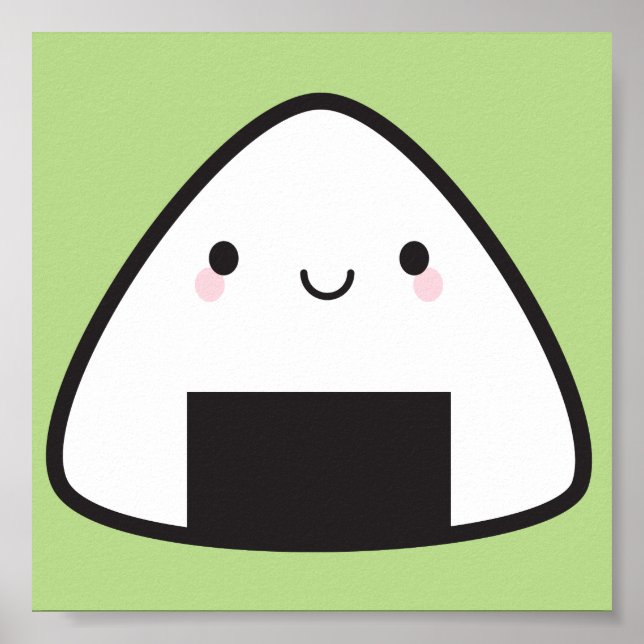 Kawaii Onigiri Rice Ball Poster (Front)