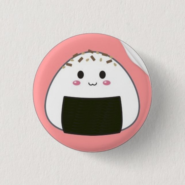 kawaii_onigiri_rice_ball_with_toppings_sticker-p21 3 cm round badge (Front)