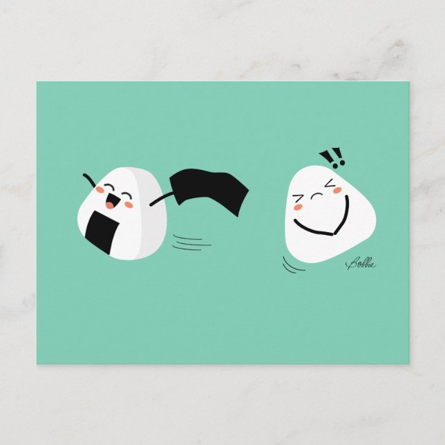 Kawaii Onigiri Theft Postcard (Front)