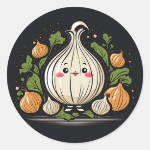Kawaii Onion Kitchen Classic Round Sticker