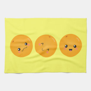 Kawaii Orange Rolling Around Tea Towel