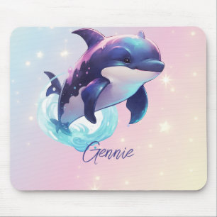 Kawaii Orca Killer Whale Personalised Blue & Pink Mouse Mat