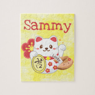 Kawaii Oriental Lucky Cat Jigsaw Puzzle