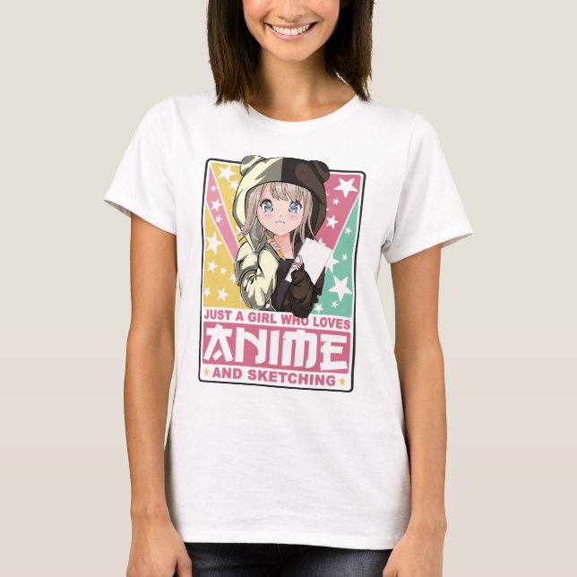 Kawaii Otaku - Cute Japanese Sketching Girl  T-Shirt (Front)