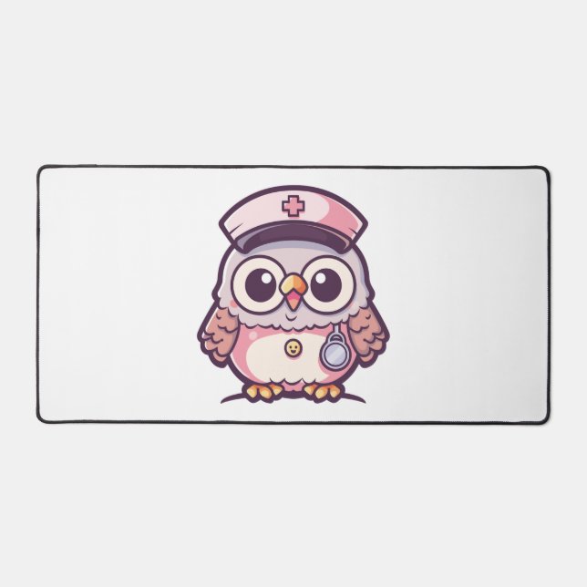 Kawaii Owl as a Nurse  Desk Mat (Front)