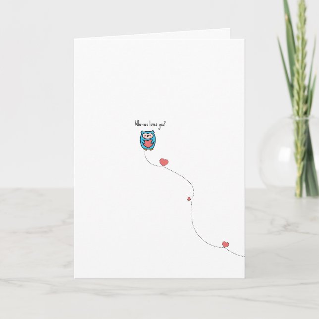 Kawaii Owl Pun Valentine Card (Front)