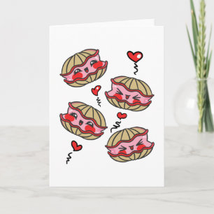 Kawaii Oysters in Love Valentines Card