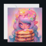 Kawaii Pancake Fairy Birthday Party Invitation<br><div class="desc">Whimsical pastel artwork of a magical fairy with rainbow hair,  sparkling stars,  and a stack of sweet pancakes. A dreamy and playful design that adds an enchanted touch to any kids’ birthday celebration.</div>