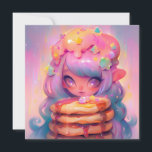 Kawaii Pancake Fairy Birthday Party Invitation<br><div class="desc">Whimsical pastel artwork of a magical fairy with rainbow hair,  sparkling stars,  and a stack of sweet pancakes. A dreamy and playful design that adds an enchanted touch to any kids’ birthday celebration.</div>