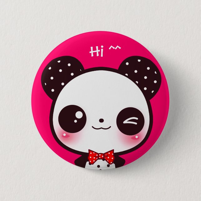 Kawaii panda 6 cm round badge (Front)