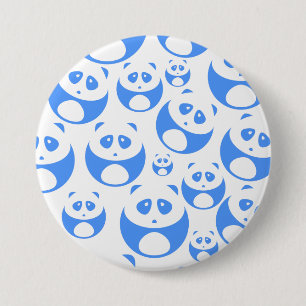 Kawaii Panda Baby Blue and WhitePattern 7.5 Cm Round Badge