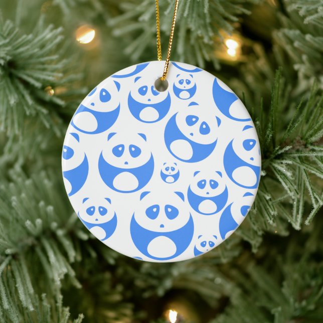 Kawaii Panda Baby Blue and WhitePattern Ceramic Tree Decoration (Tree)