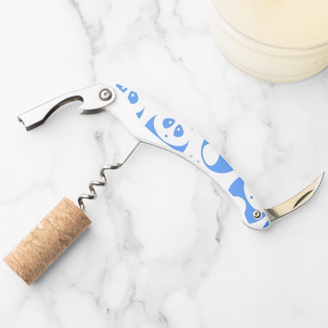 Kawaii Panda Baby Blue and WhitePattern Corkscrew (Front)
