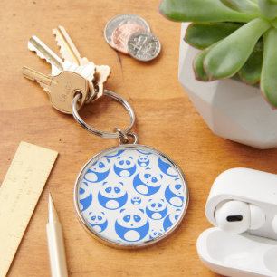 Kawaii Panda Baby Blue and WhitePattern Key Ring