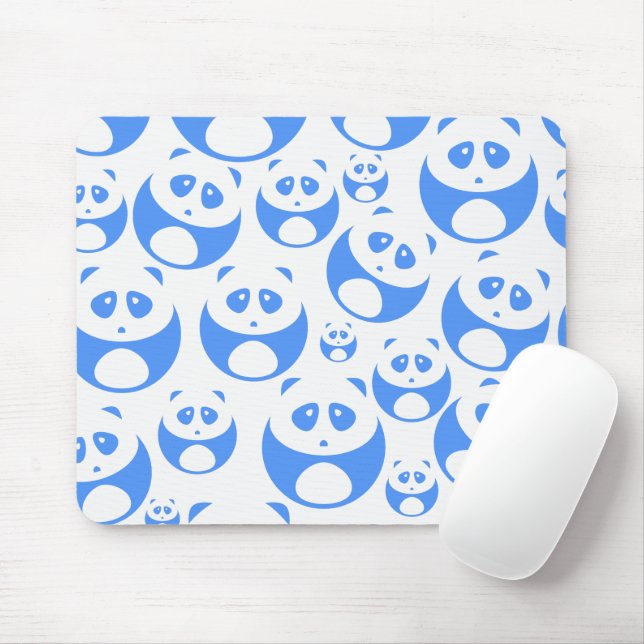 Kawaii Panda Baby Blue and WhitePattern Mouse Mat (With Mouse)