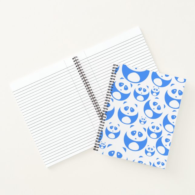 Kawaii Panda Baby Blue and WhitePattern Notebook (Inside)