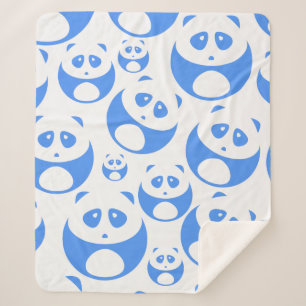 Kawaii Panda Baby Blue and WhitePattern Sherpa Blanket