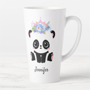 Kawaii panda bear cute floral queen personalised l latte mug