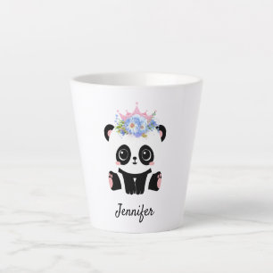 Kawaii panda bear cute floral queen personalized l latte mug