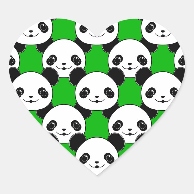Kawaii Panda Bear Pattern Heart Sticker (Front)