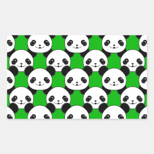 Kawaii Panda Bear Pattern Rectangular Sticker