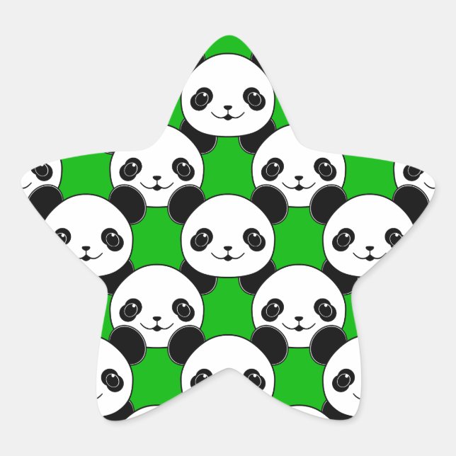 Kawaii Panda Bear Pattern Star Sticker (Front)
