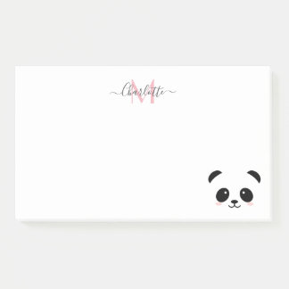 Kawaii panda bear personalised monogram post-it no notes