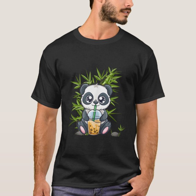 Kawaii Panda Bubble Boba Tea Otaku Japanese Anime  T-Shirt (Front)