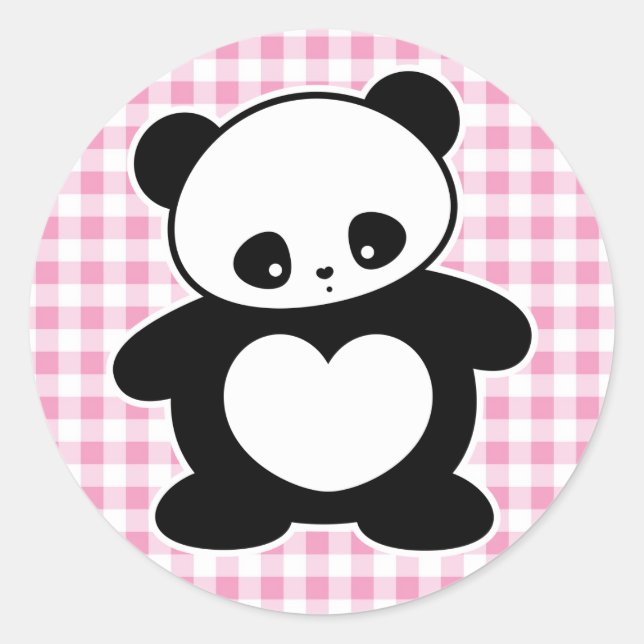 Kawaii panda classic round sticker (Front)