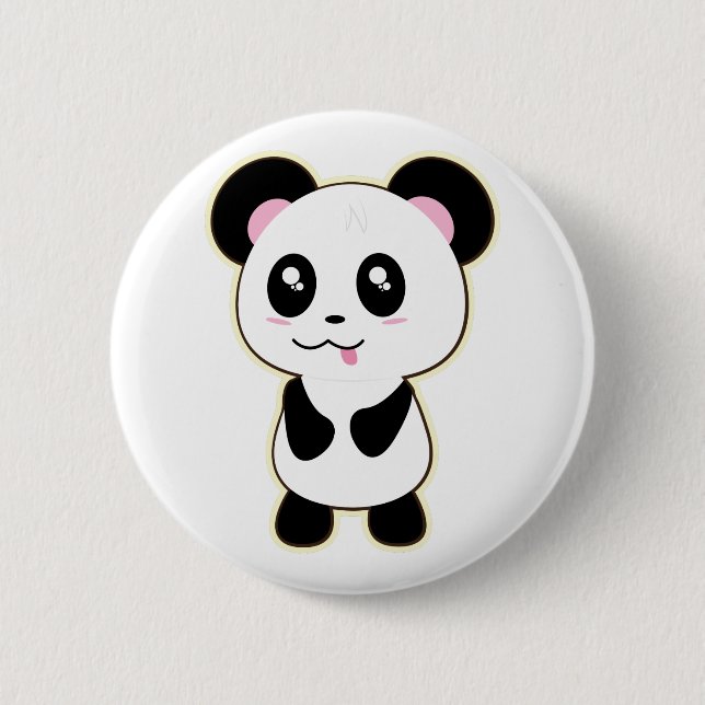Kawaii Panda cute 6 Cm Round Badge (Front)