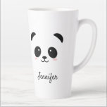 Kawaii panda cute black white personalised latte mug<br><div class="desc">Cute panda black and white personalised latte mug. Pretty chubby kawaii panda face with pink cheeks. Easily add your name to personalise the mug.  Lovely gift for a girl,  a daughter,  girlfriend on a birthday or other special occasion.  Two sided image,  on each side of the mug.</div>