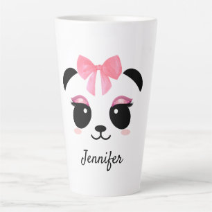 Kawaii panda cute eyelashes personalized latte mug