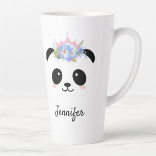 Kawaii panda cute floral queen personalised latte  mug
