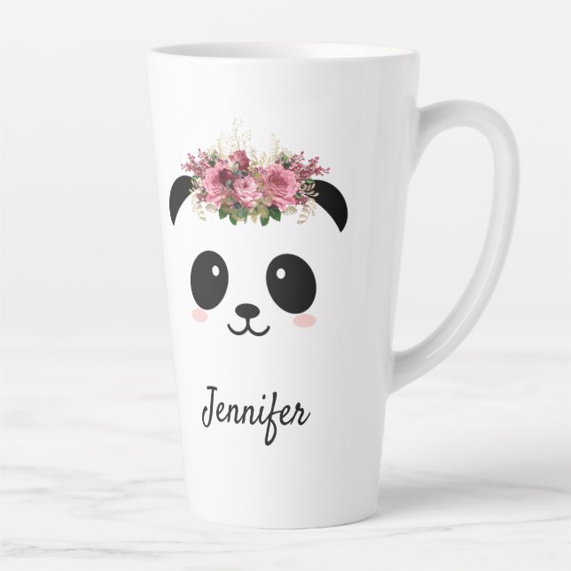 Kawaii panda cute floral queen personalised  latte mug (Right)