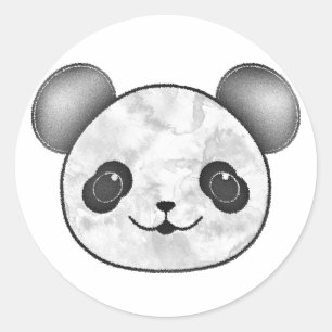 Kawaii Panda Drawing In Black And White Classic Round Sticker
