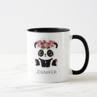Kawaii panda face floral personalised 