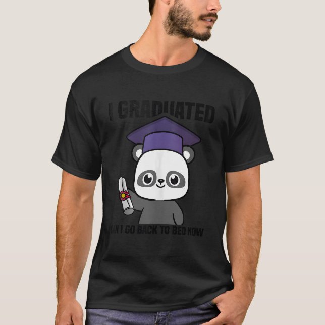 Kawaii Panda I Graduated Can I Go Back To Bed Now T-Shirt (Front)