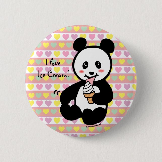 Kawaii Panda Ice Cream Cartoon 6 Cm Round Badge (Front)